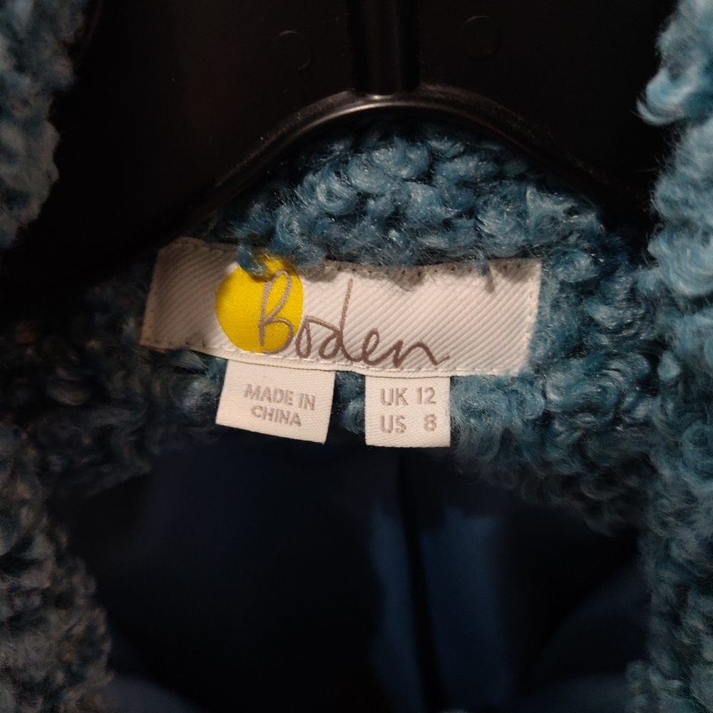 Boden aqua/blue cozy jacket sz 8 - Picture 2 of 4